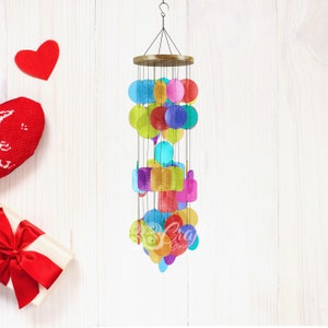 Rainbow Capiz Shell Wind Chimes Comewith Wall Stand The Art of Coastal Chimes