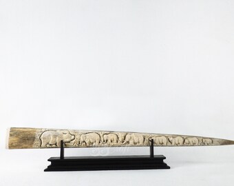 Swordfish Bill Medium Real Marlin Bone Carved Bear Elephant Model Engraved Indonesian Art Balinese Bone Gift Sculpture Artwork