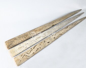 3pcs Swordfish Bill Real Marlin Bone Carved Bundle Mixed Model Engraved Indonesian Art Balinese Bone Gift Sculpture Artwork