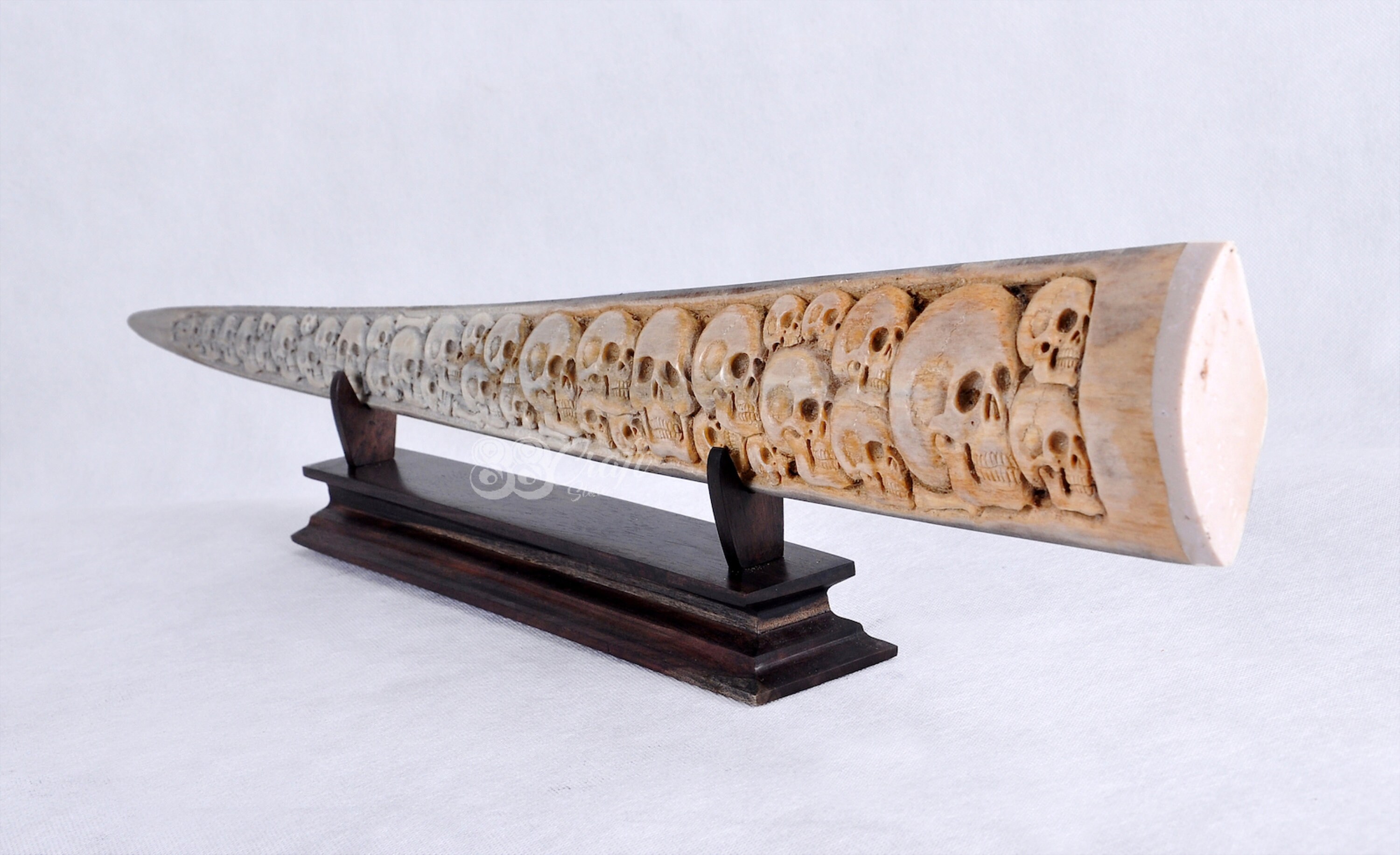 Swordfish Bill Marlin Hand Carved Skull Group Engraved Indonesian Art