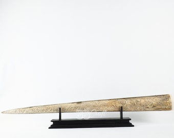 Swordfish Bill Real Marlin Bone Carved Dolphin Model Engraved Indonesian Art Balinese Bone Gift Sculpture Artwork