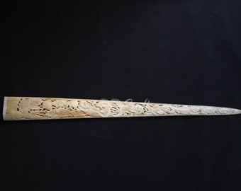 Swordfish Bill Marlin Hand Carved Goldfish Engraved Indonesian Art Balinese Bone Sculpture Bone Gift Engraved Artwork For Table Decor
