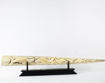 Swordfish Bill Real Marlin Bone Carved Double Whale Group Model Engraved Indonesian Art Balinese Bone Gift Sculpture Artwork