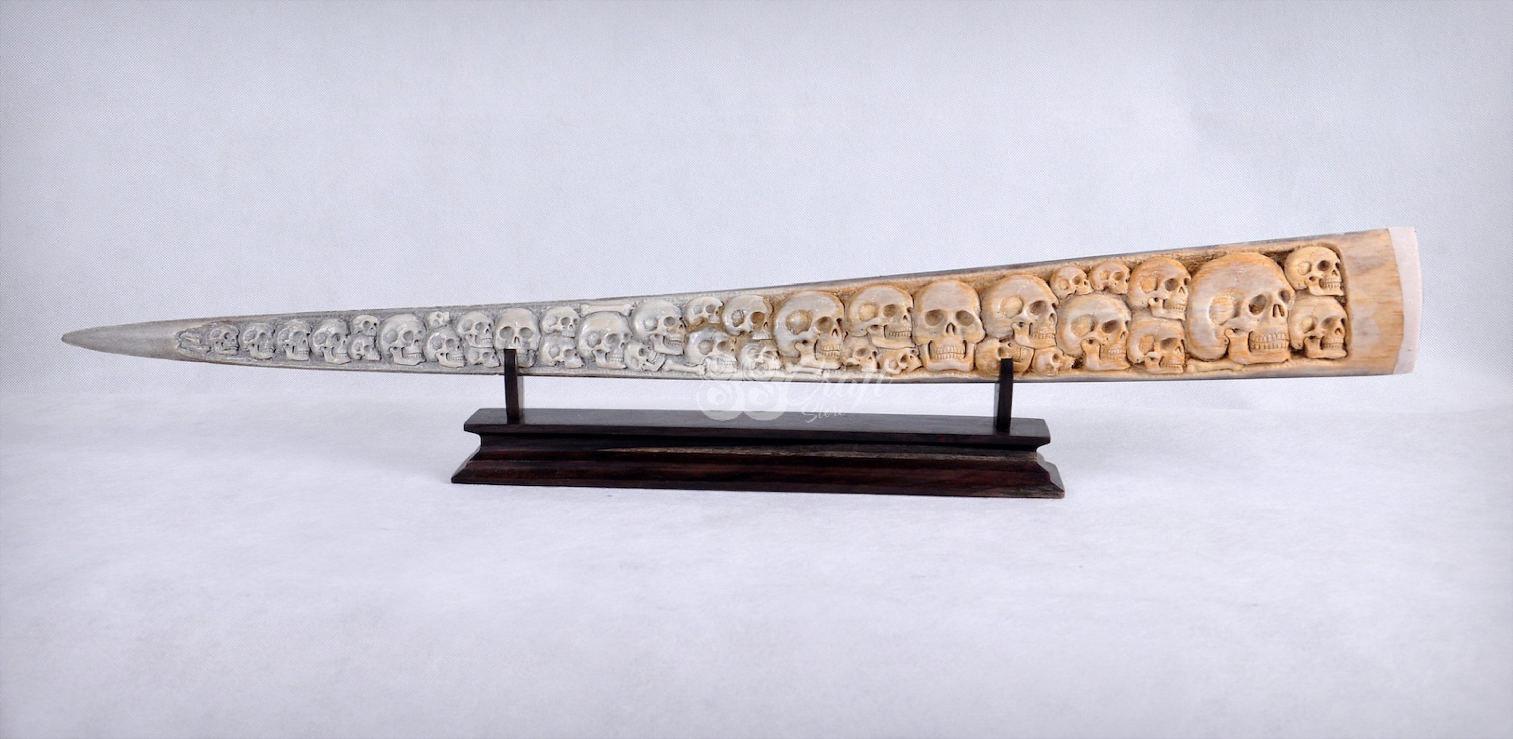 Swordfish Bill Marlin Hand Carved Skull Group Engraved Indonesian Art