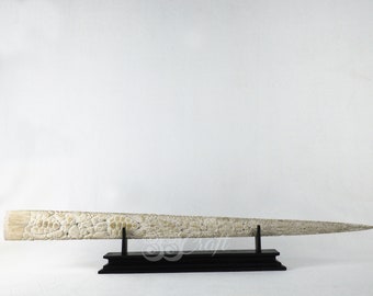 Swordfish Bill Marlin Hand Carved Turtle Reptile Engraved Indonesian Art Balinese Bone Sculpture Bone Gift Engraved Artwork For Table Decor