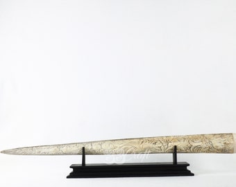 Swordfish Bill Real Marlin Bone Carved Dolphin Fish Model Engraved Indonesian Art Balinese Bone Gift Sculpture Artwork