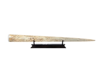 Swordfish Bill Marlin Hand Carved Indonesian Art Balinese Artisans Engraved Artwork Custom Design