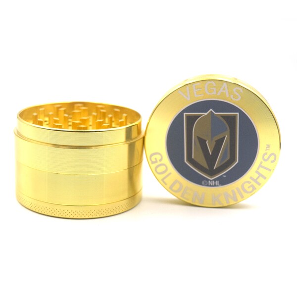 2.5 Inches Large Las Vegas Golden Knights  Metal Kitchen Spice Dry Herb Grinder Crusher Gift For Golden Knights Fans Built in Kief Catcher