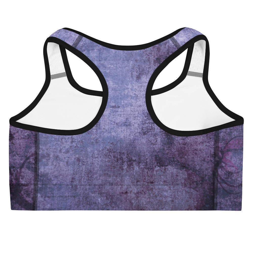 Indigo Violet Purple Print Sports Bra, Yoga Clothing, Gym, Sports