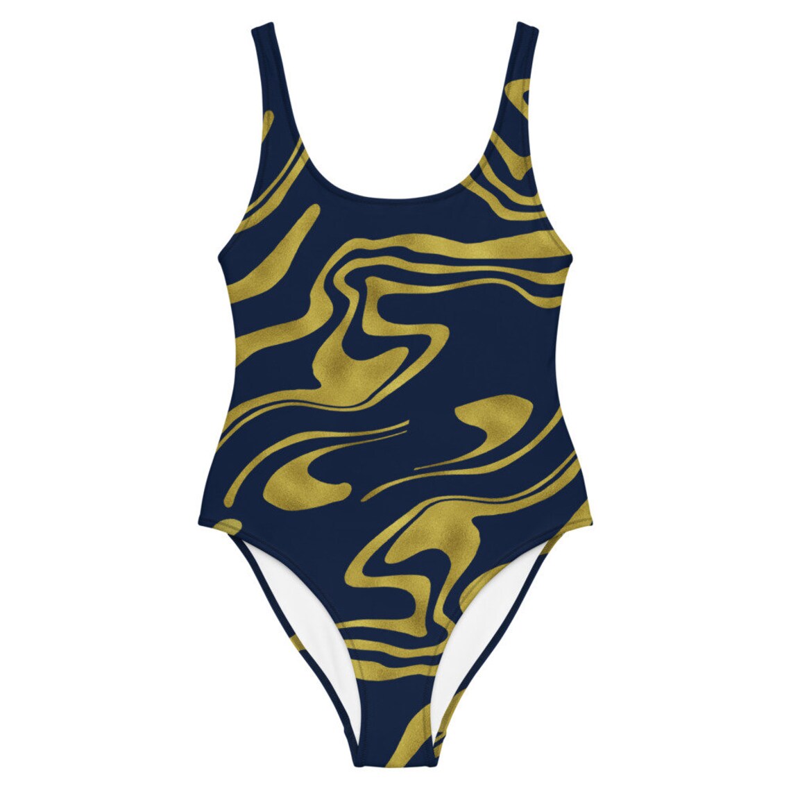 Luxury Gold Foil 3-Piece Swimsuit Set with Slit Skirt