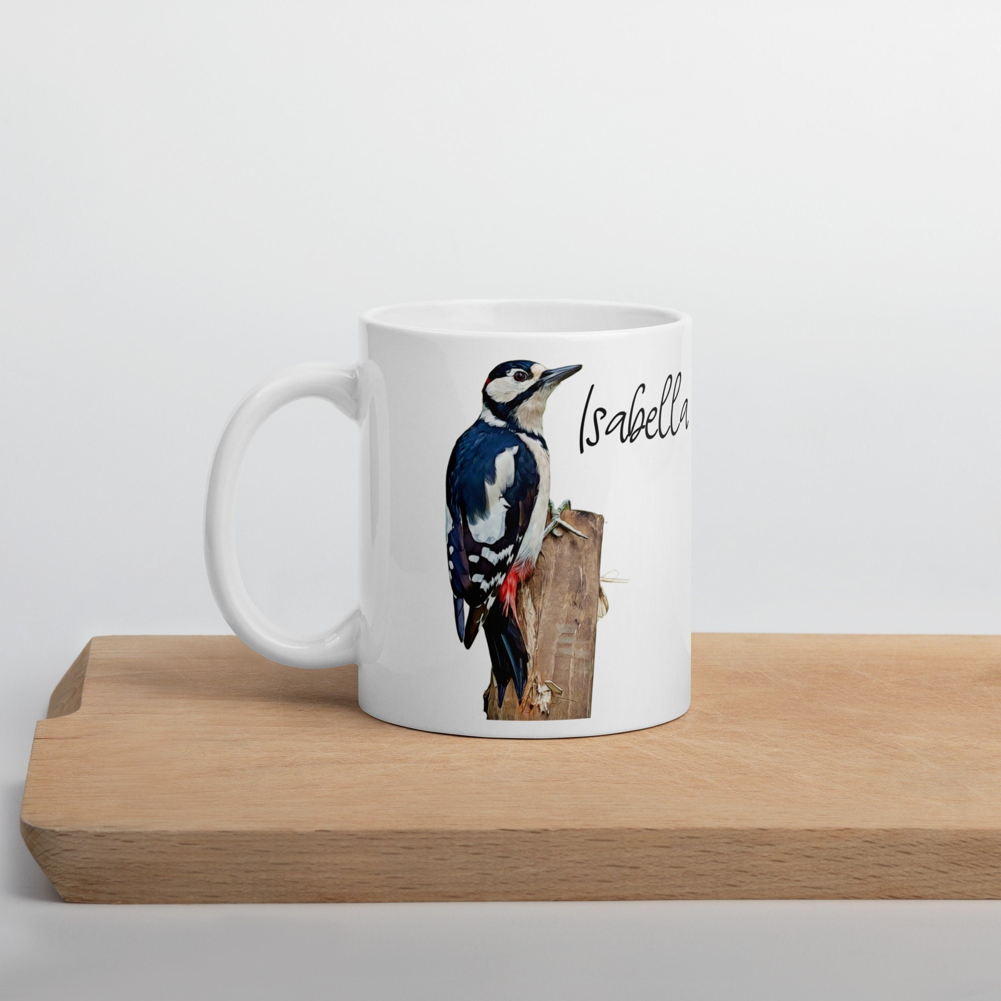 Personalized Downy Woodpecker Mug, Woodpecker Coffee Mug, Bird Mug, Ornithologist Gift, Birdwatching Mug, Bird Lover Gift, Downy Tea Mug