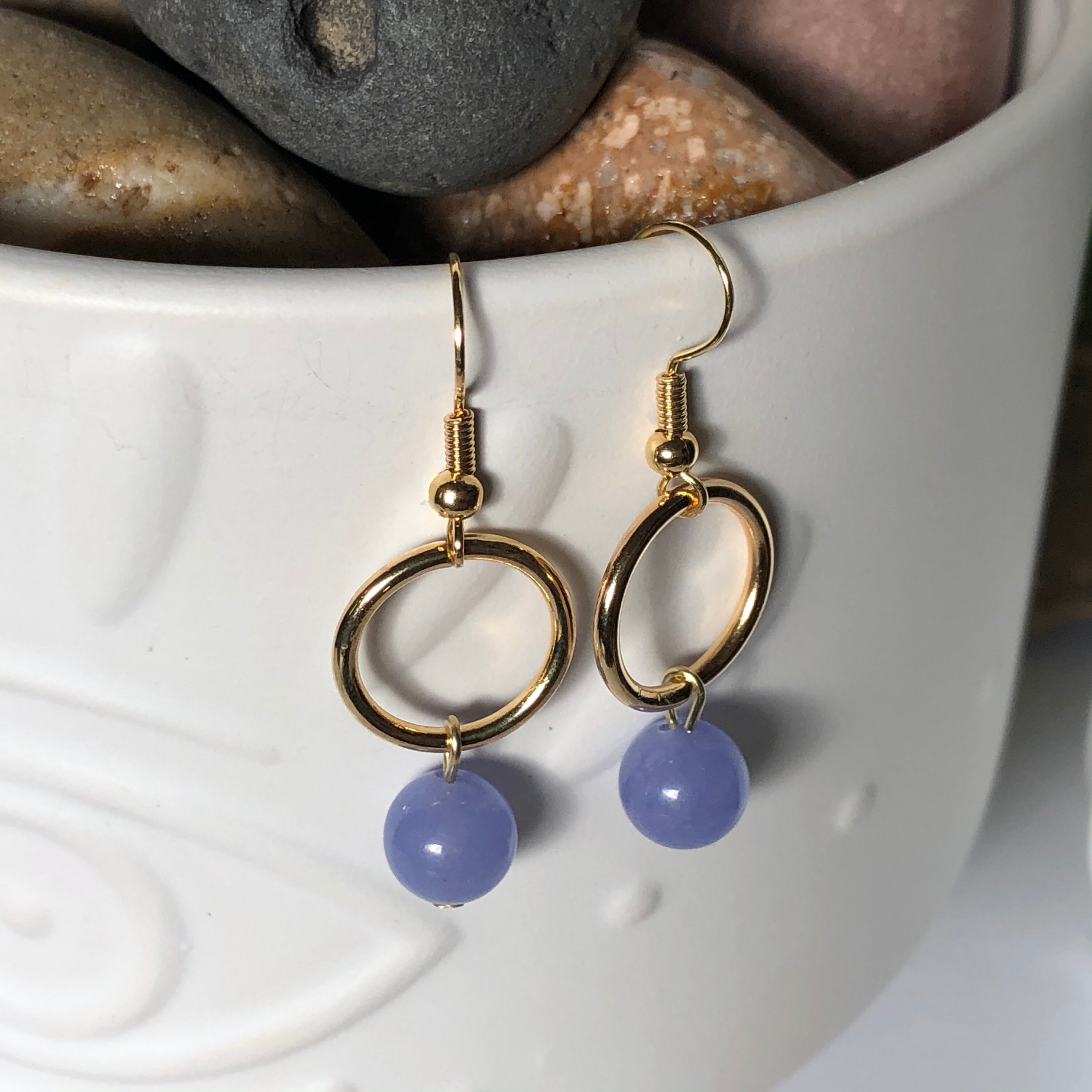 Crystal Dangle Hoop Earrings Purple Jade Etsy