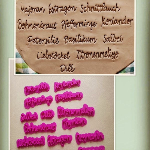 Tonstempel Keramikstempel 15er Set Kräuter