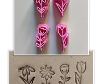 Tonstempel Keramikstempel Mini Blütenset