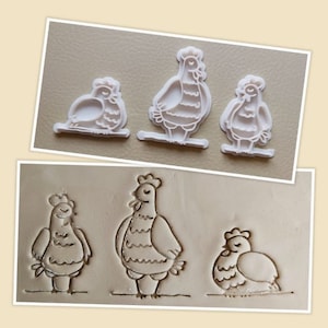 Tonstempel Keramikstempel Set Hühner 2