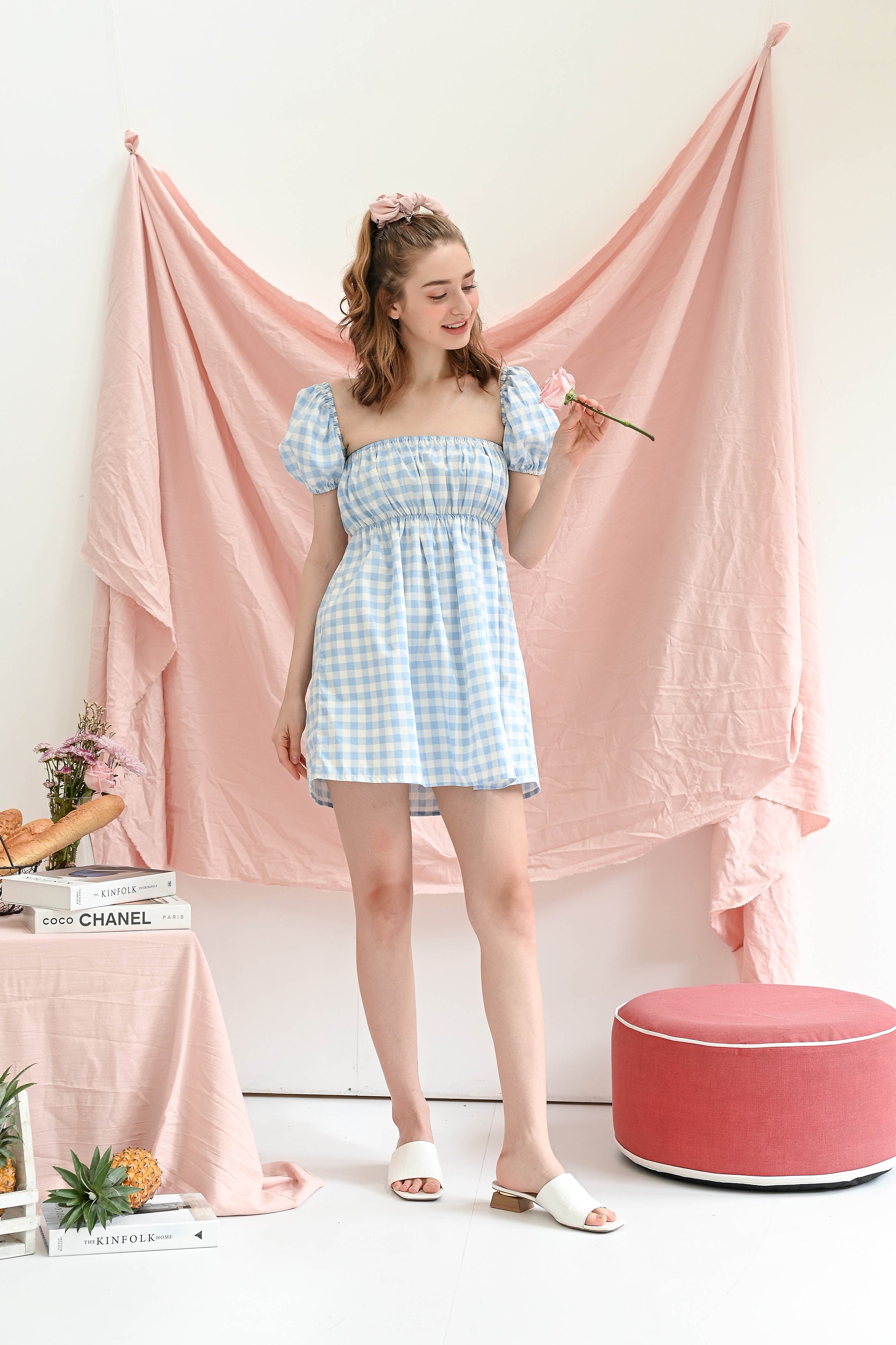 Sage Blue Gingham Summer Babydoll Dress Womens Casual Dress Etsy