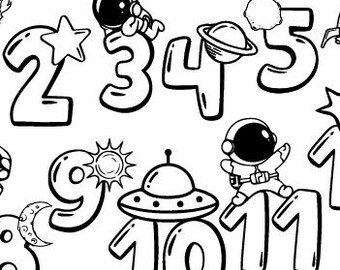 SVG Space Numbers, Space Theme Nursery Decor, Birthday Cake Numbers, Birthday Decor, Cricut File, Print.