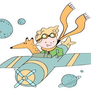 The Little Prince, The Little Prince Poster Svg, The Little Prince Silhouette, Nursery Art, Le Petit Prince Art, Art for Kids Wall
