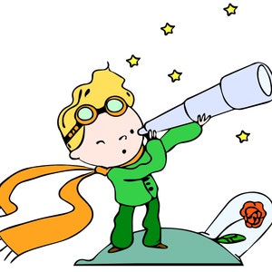 Il Piccolo Principe in formato SVG, Poster del Piccolo Principe in formato SVG, Silhouette del Piccolo Principe, Arte per bambini, Arte del Piccolo Principe, Arte per pareti per bambini