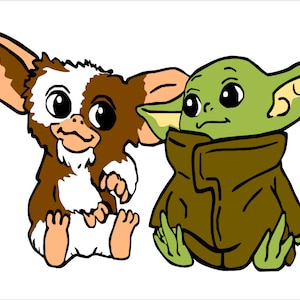Jedi, YodaGremlin, Yodalorian, Yodasvg, Jedi Svg, Silhouette, Baby Jedi Clipart, Baby Stitch Png, Cut File für Vinyl, Aufkleber, Cricut,