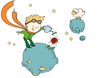 Der kleine Prinz, Der kleine Prinz Poster Svg, Der kleine Prinz Silhouette, Kinderzimmer Kunst, Le Petit Prince Kunst, Kunst für Kinder Wand