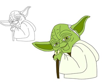 Jedi, Yoda, Yodalorian, Yodasvg, Jedi Svg, Silhouette, Baby Jedi Clipart, Baby Stitch Png, Cut File für Vinyl, Aufkleber, Cricut,