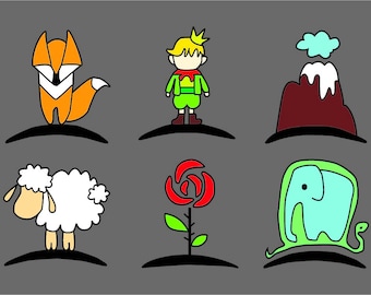 The Little Prince SET, The Little Prince Poster SET Svg, The Little Prince Silhouette, Nursery Art, Le Petit Prince Art, Art for Kids Wall