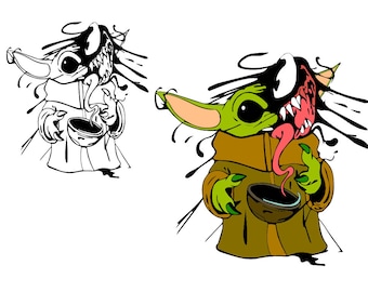 Jedi, Yoda, Yodalorian, Yodasvg, Jedi Svg, Silhouette, Baby Jedi Clipart, Baby Stitch Png, Cut File für Vinyl, Aufkleber, Cricut,