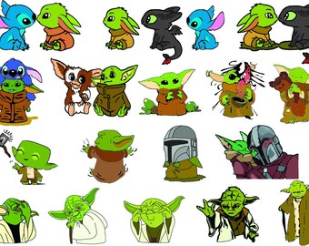 Yoda Set,Yoda svg, Yoda Stitch Svg, Stitch Silhouette, Baby Stitch Clipart, Baby Stitch Png, Cut File For Vinyl, Decal, Cricut,