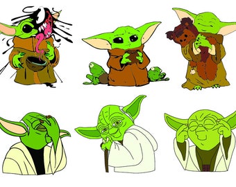 Jedi, Yoda SET, Yodalorian SET, Yodasvg, Jedi Svg, Silhouette, Baby Jedi Clipart, Baby Stitch Png, Cut File For Vinyl, Decal, Cricut,