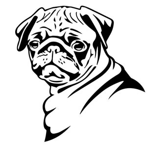 Perro svg, Pug perro SVG Archivo de corte en capas, Perro pug divertido, Archivo de corte, Vector animal, Clipart para mascotas, Silhouette Cricut, Camiseta Vinyl