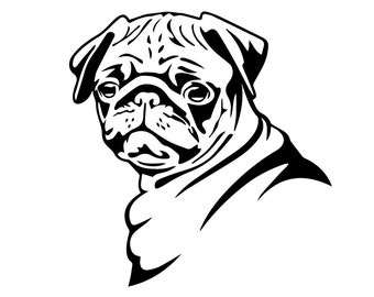 Dog svg, Pug dog SVG Layered cut file, Funny pug dog, cutting file, Animal vector, Pet clipart, Silhouette Cricut, T-shirt Vinyl