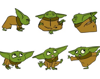 Jedi, Yoda Yoga, Yodalorian, Yodasvg, Jedi Svg, Silhouette, Baby Jedi Clipart, Baby Yoga Png, Cut File für Vinyl, Aufkleber, Cricut,