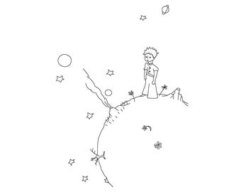 The Little Prince, The Little Prince Poster Svg, The Little Prince Silhouette, Nursery Art, Le Petit Prince Art, Art for Kids Wall