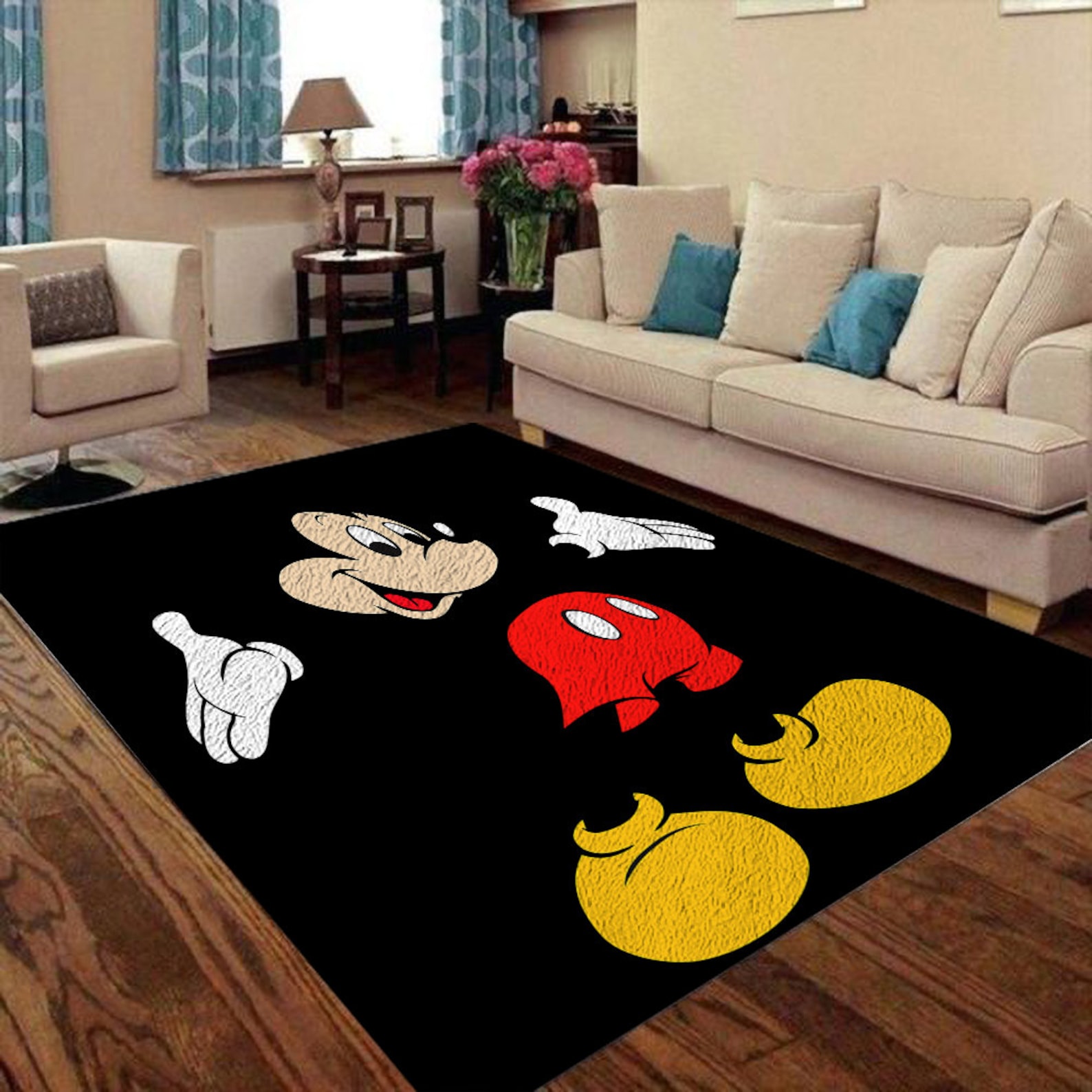 Stunning Disney Mickey Mouse Square Rug Home Decor Carpet Etsy