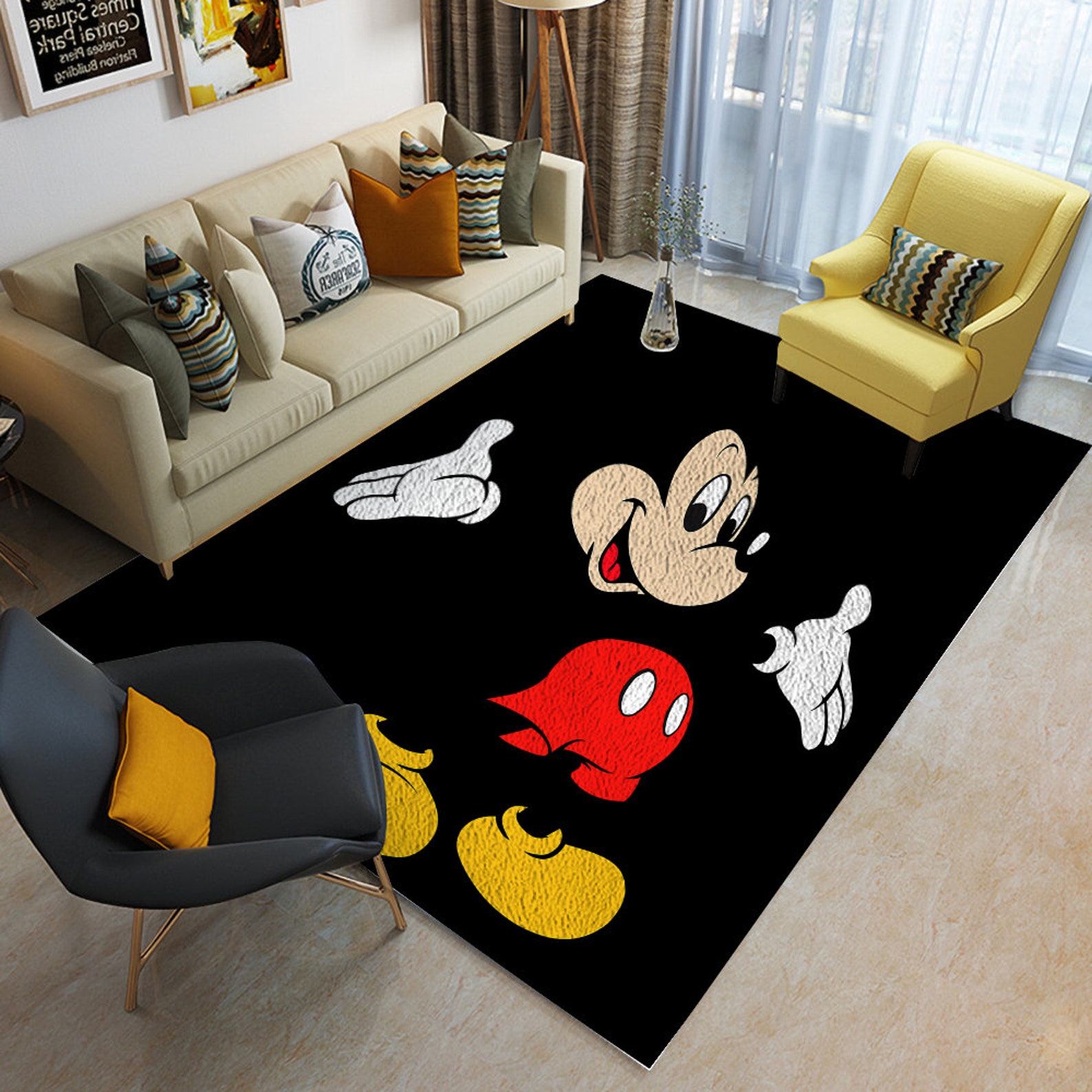 Stunning Disney Mickey Mouse Square Rug Home Decor Carpet Etsy