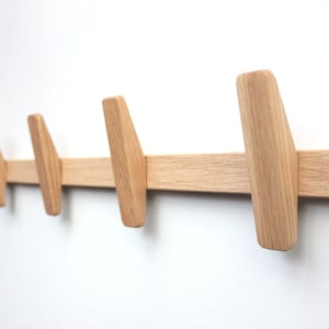 Wall coat rack HENRIK solid oak various lengths and colors available