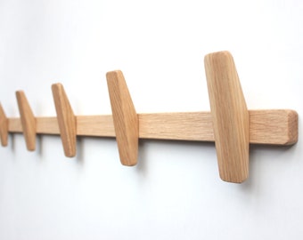 Wall coat rack HENRIK solid oak various lengths and colors available