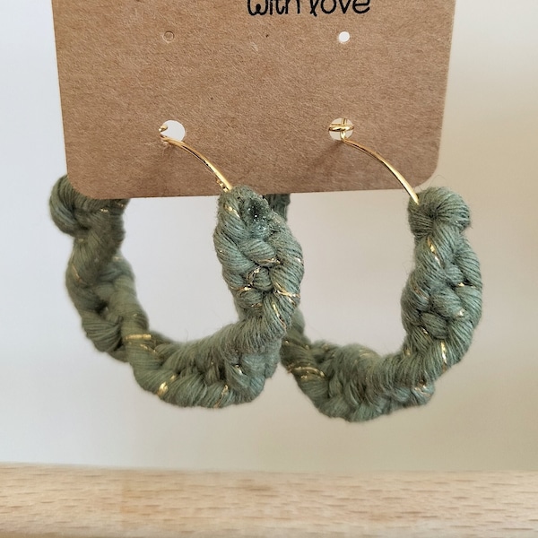 Boucles d'oreilles en macramé - Accessoire bohème - bijoux fantaisie en macramé