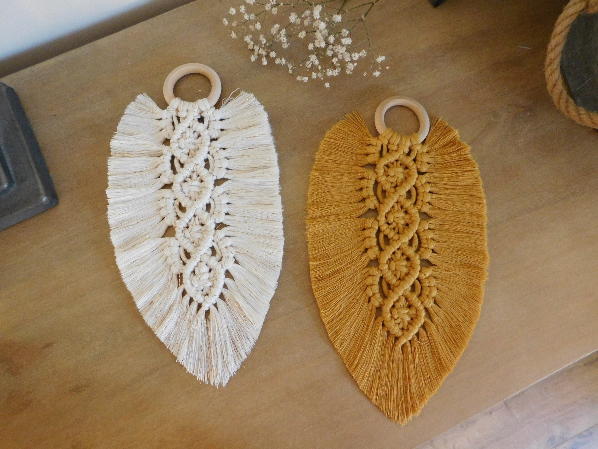 Décoration Plume en Macramé Coton Éco Responsable