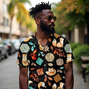 Dungeons and Dragons Hawaiian Shirt | RPG Button-up | Gamer Vacation Wear | Nerdy Summer | Fantasy Button Down | Geeky Apparel | Dm Gift