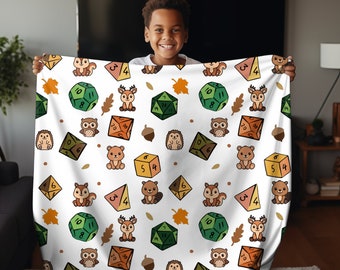 DnD dice baby blanket | DnD | dungeons and dragons | woodland | baby blanket | fleece | dice | nerdy | baby shower gift | present