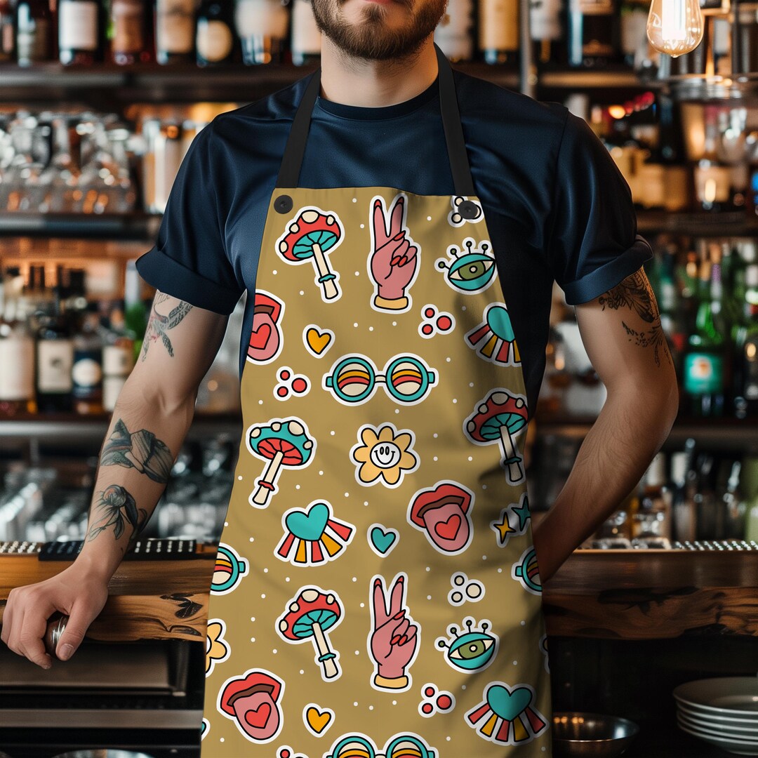 Kitchen Apron Sticker Sticker Bomb Apron: Baking Attire, Chef, Grilling, Gardening, Crafting ...