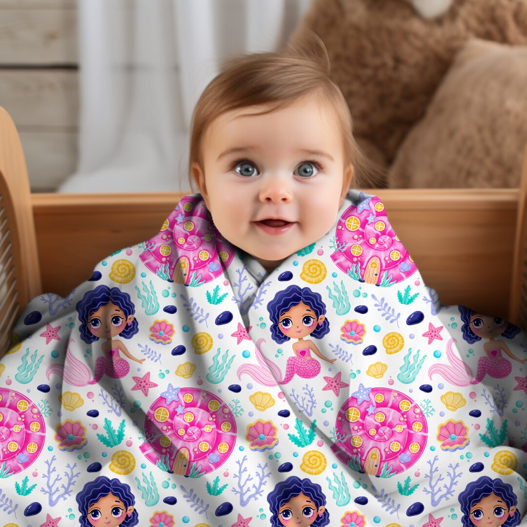 Mermaid Baby Blanket Mermaid Nursery Throw Blanket Baby Shower Gift