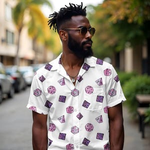 Dungeons and Dragons Hawaiian Shirt | RPG Button-up | Gamer Vacation Wear | Nerdy Summer | Fantasy Button Down | Geeky Apparel | Dm Gift