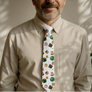 Dungeons and Dragons Tie | DnD Accessories | Gamer Attire | Nerdy Gift for Him | Dungeon Master Accessory | Wedding Wear |Geeky Office Style