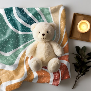 Retro Baby Blanket, Boho Chic, 70s Vibes, Soft Knit, Gender-Neutral, Vintage, Unique Baby Shower Gift, Nursery, velveteen, baby shower gift