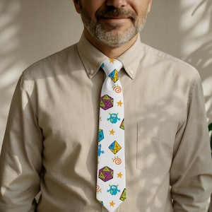 Dungeons and Dragons Tie | DnD Accessories | Gamer Attire | Nerdy Gift for Him | Dungeon Master Accessory | Wedding Wear |Geeky Office Style