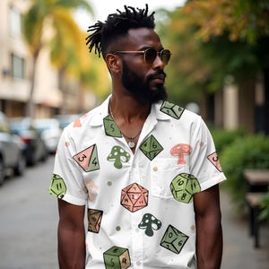 Dungeons and Dragons Hawaiian Shirt | RPG Button-up | Gamer Vacation Wear | Nerdy Summer | Fantasy Button Down | Geeky Apparel | Dm Gift