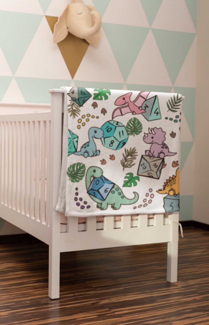 Dnd Dice Baby Blanket Dnd Dungeons and Dragons Dinosaur Baby Baby
